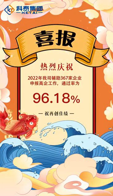 科泰集團(tuán)2022年輔助367家企業(yè)申報(bào)高新技術(shù)企業(yè)，通過率96.18%