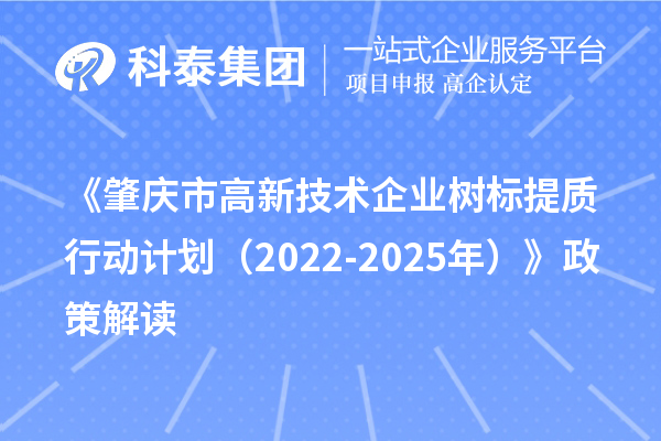 《肇慶市高新技術(shù)企業(yè)樹(shù)標(biāo)提質(zhì)行動(dòng)計(jì)劃（2022-2025年）》政策解讀