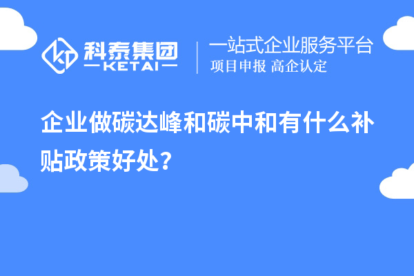 企業(yè)做碳達峰和碳中和有什么補貼政策好處？