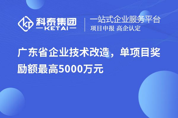 廣東省企業(yè)技術(shù)改造，單項(xiàng)目獎(jiǎng)勵(lì)額最高5000萬(wàn)元！