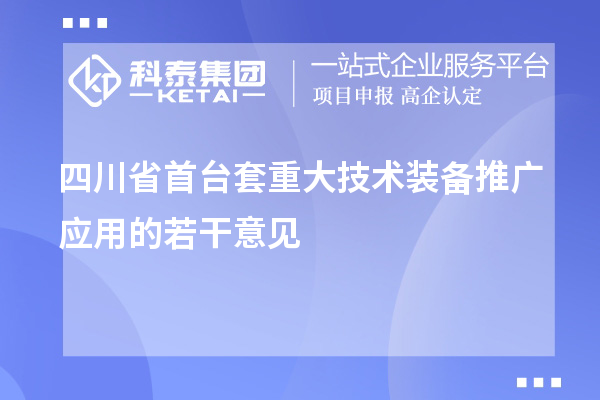四川省首臺(tái)套重大技術(shù)裝備推廣應(yīng)用的若干意見