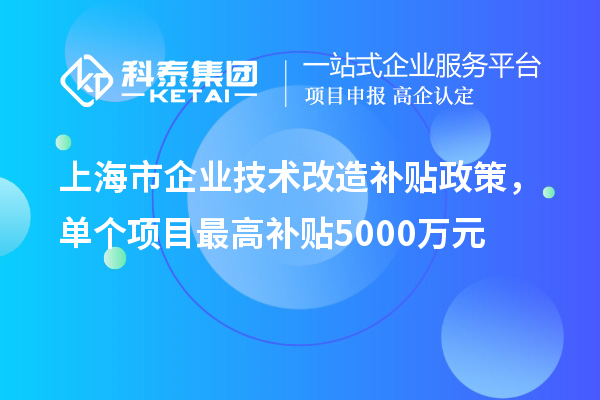 上海市企業(yè)技術(shù)改造補(bǔ)貼政策，單個(gè)項(xiàng)目最高補(bǔ)貼5000萬元