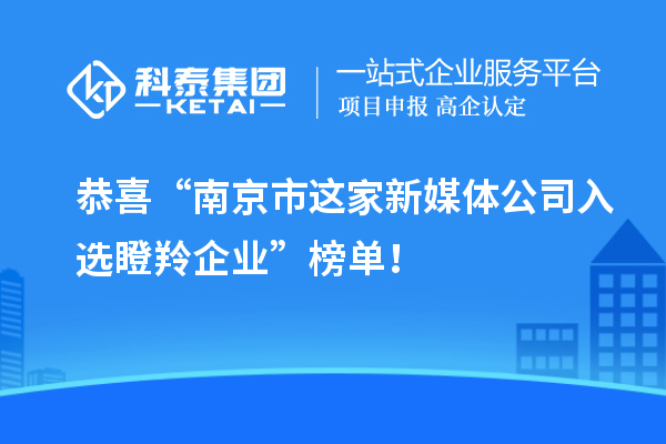 恭喜“南京市這家新媒體公司入選瞪羚企業(yè)”榜單！