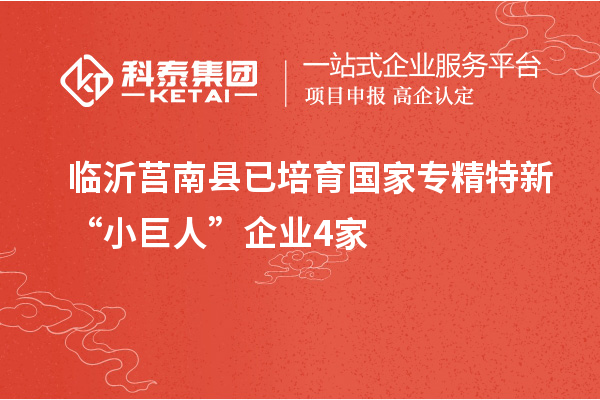 臨沂莒南縣已培育國(guó)家專精特新“小巨人”企業(yè)4家