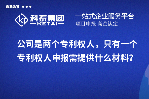 公司是兩個專利權人，只有一個專利權人申報需提供什么材料？