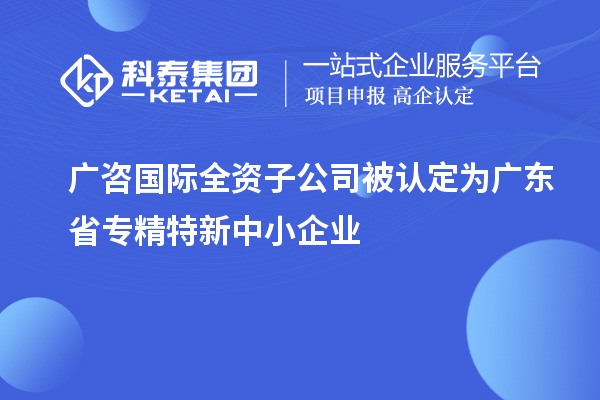 廣咨國際全資子公司被認(rèn)定為廣東省專精特新中小企業(yè)