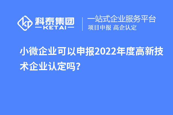 小微企業(yè)可以申報(bào)2022年度高新技術(shù)企業(yè)認(rèn)定嗎？