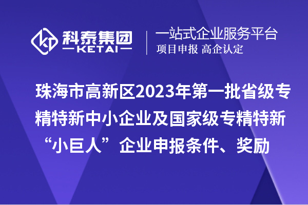 珠海市高新區(qū)2023年第一批省級專精特新中小企業(yè)及國家級專精特新“小巨人”企業(yè)申報條件、獎勵