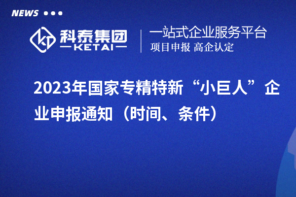 2023年國家專精特新“小巨人”企業(yè)申報通知（時間、條件）