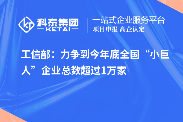 工信部：力爭(zhēng)到今年底全國(guó)“小巨人”企業(yè)總數(shù)超過(guò)1萬(wàn)家