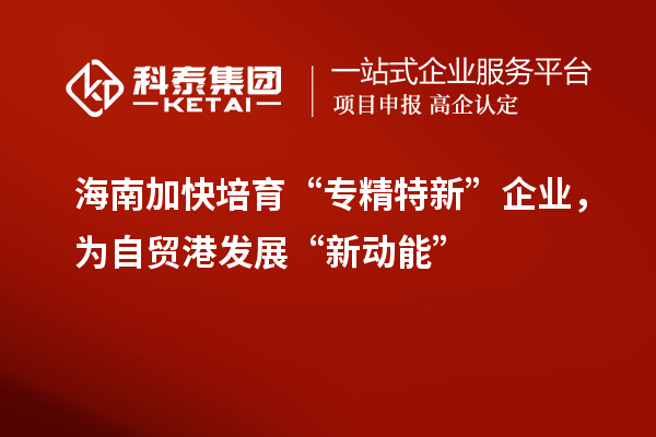 海南加快培育“專精特新”企業(yè)，為自貿港發(fā)展“新動能”