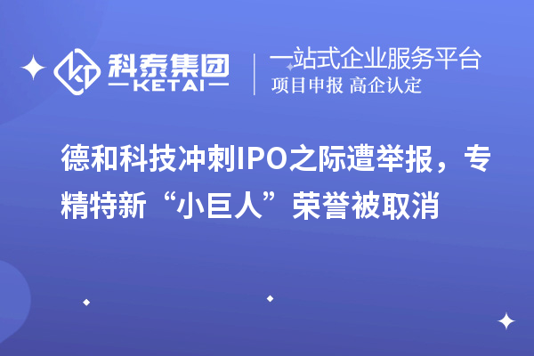 德和科技沖刺IPO之際遭舉報(bào)，專精特新“小巨人”榮譽(yù)被取消