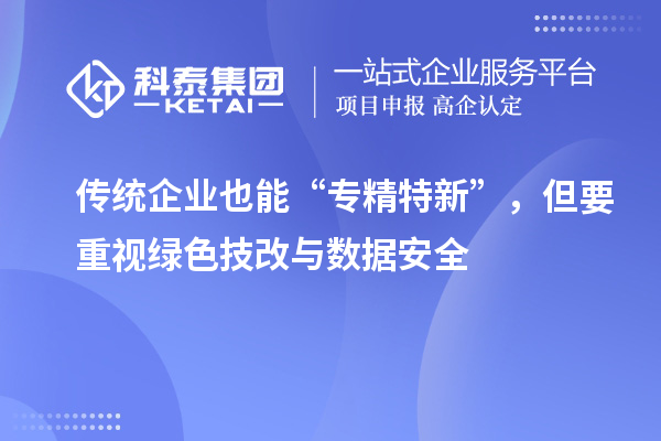 傳統(tǒng)企業(yè)也能“專精特新”，但要重視綠色技改與數(shù)據(jù)安全