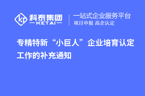 專精特新“小巨人”企業(yè)培育認(rèn)定工作的補充通知