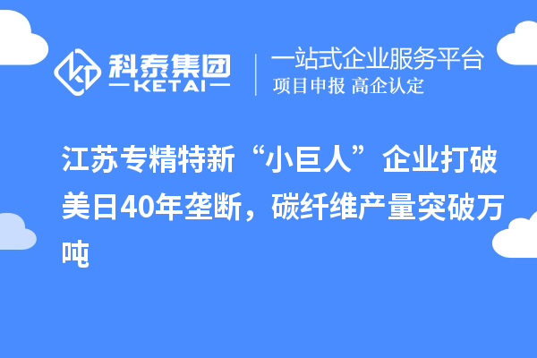 江蘇專精特新“小巨人”企業(yè)打破美日40年壟斷，碳纖維產(chǎn)量突破萬噸