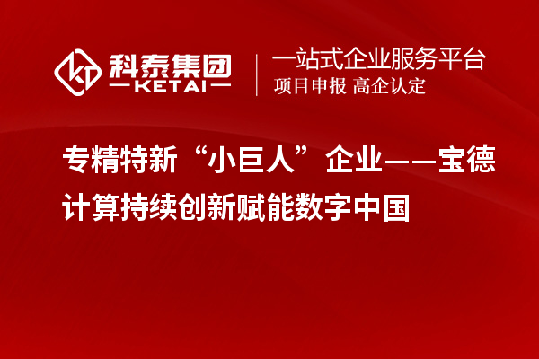 專精特新“小巨人”企業(yè)——寶德計(jì)算持續(xù)創(chuàng)新賦能數(shù)字中國