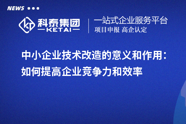中小企業(yè)技術改造的意義和作用：如何提高企業(yè)競爭力和效率