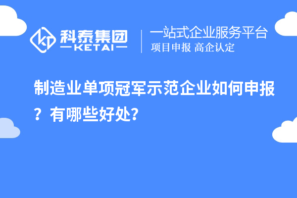 制造業(yè)單項冠軍示范企業(yè)如何申報？有哪些好處？