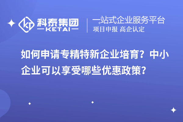 如何申請專精特新企業(yè)培育？中小企業(yè)可以享受哪些優(yōu)惠政策？