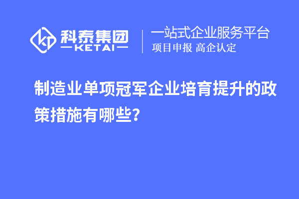 制造業(yè)單項冠軍企業(yè)培育提升的政策措施有哪些？