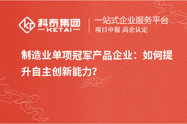 制造業(yè)單項(xiàng)冠軍產(chǎn)品企業(yè)：如何提升自主創(chuàng)新能力？