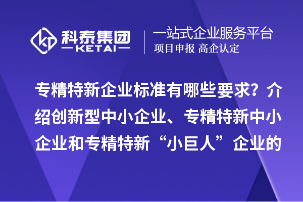 專精特新企業(yè)標準有哪些要求？介紹創(chuàng)新型中小企業(yè)、專精特新中小企業(yè)和專精特新“小巨人”企業(yè)的評價和認定標準