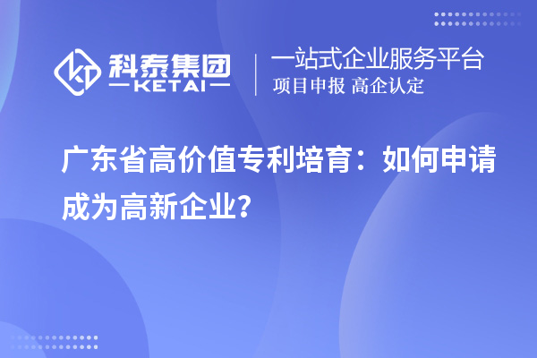 廣東省高價值專利培育：如何申請成為高新企業(yè)？