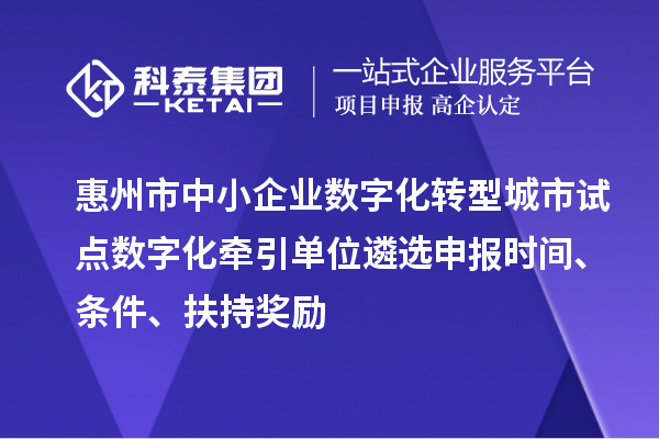 惠州市中小企業(yè)數(shù)字化轉(zhuǎn)型城市試點數(shù)字化牽引單位遴選申報時間、條件、扶持獎勵