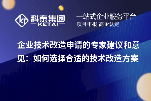 企業(yè)技術(shù)改造申請(qǐng)的專家建議和意見：如何選擇合適的技術(shù)改造方案