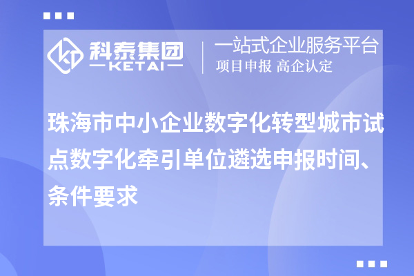 珠海市中小企業(yè)數(shù)字化轉(zhuǎn)型城市試點(diǎn)數(shù)字化牽引單位遴選申報(bào)時(shí)間、條件要求