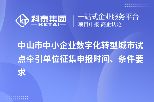 中山市中小企業(yè)數(shù)字化轉(zhuǎn)型城市試點(diǎn)牽引單位征集申報時間、條件要求