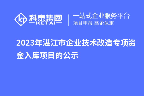 2023年湛江市企業(yè)技術(shù)改造專項(xiàng)資金入庫(kù)項(xiàng)目的公示