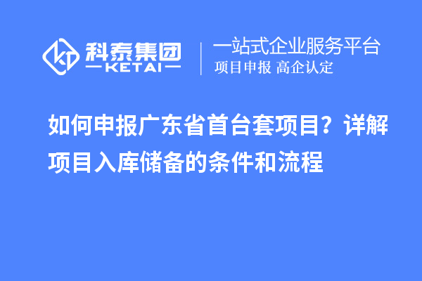 如何申報廣東省首臺套項目？詳解項目入庫儲備的條件和流程