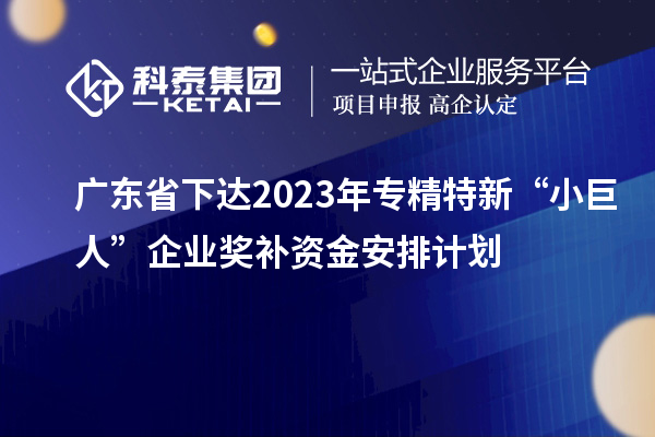 廣東省下達(dá)2023年專(zhuān)精特新“小巨人”企業(yè)獎(jiǎng)補(bǔ)資金安排計(jì)劃
