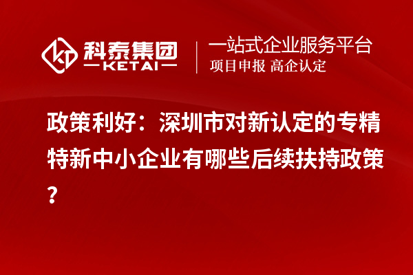 政策利好：深圳市對(duì)新認(rèn)定的專精特新中小企業(yè)有哪些后續(xù)扶持政策？