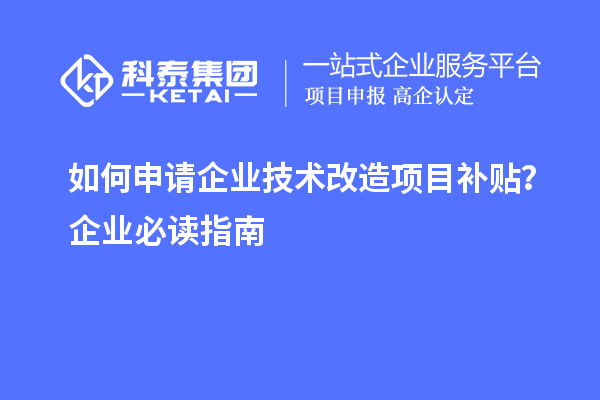 如何申請企業(yè)技術(shù)改造項目補貼？企業(yè)必讀指南