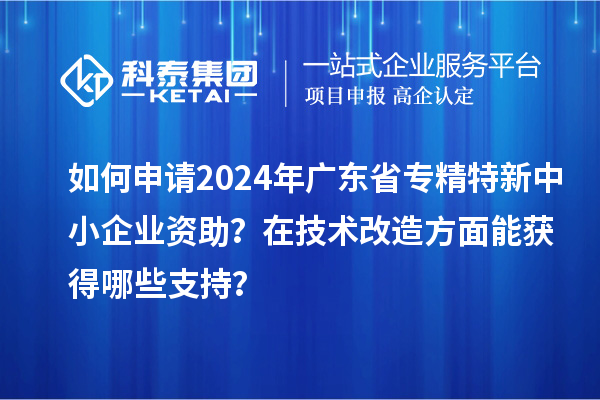 如何申請(qǐng)2024年廣東省專(zhuān)精特新中小企業(yè)資助？在<a href=http://www.bxlmsc.com/fuwu/jishugaizao.html target=_blank class=infotextkey>技術(shù)改造</a>方面能獲得哪些支持？