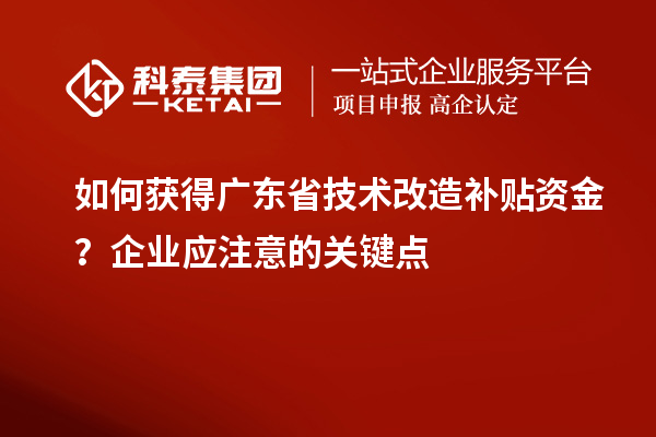 如何獲得廣東省技術(shù)改造補(bǔ)貼資金？企業(yè)應(yīng)注意的關(guān)鍵點(diǎn)