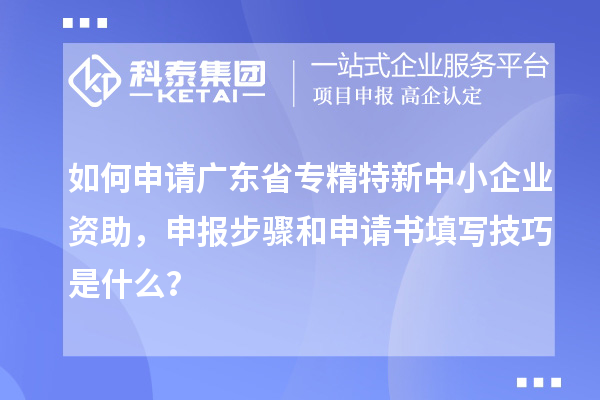 如何申請廣東省專精特新中小企業(yè)資助，申報(bào)步驟和申請書填寫技巧是什么？