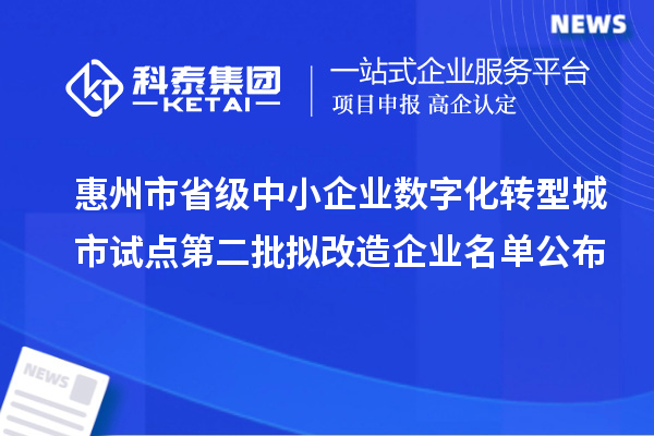 惠州市省級(jí)中小企業(yè)數(shù)字化轉(zhuǎn)型城市試點(diǎn)第二批擬改造企業(yè)名單公布