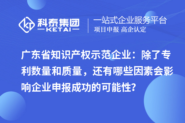廣東省知識(shí)產(chǎn)權(quán)示范企業(yè)：除了專利數(shù)量和質(zhì)量，還有哪些因素會(huì)影響企業(yè)申報(bào)成功的可能性？