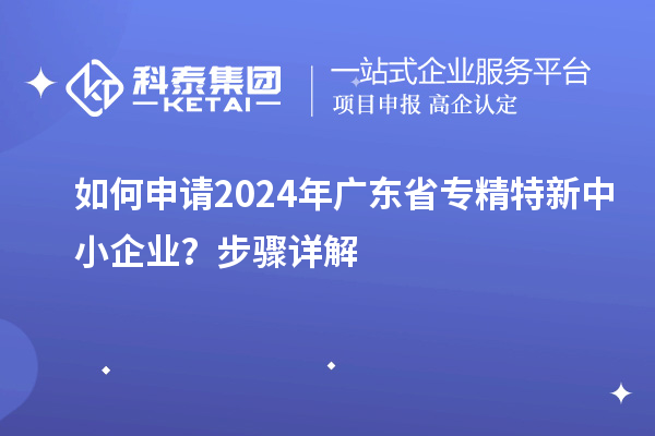 如何申請(qǐng)2024年廣東省專精特新中小企業(yè)？步驟詳解