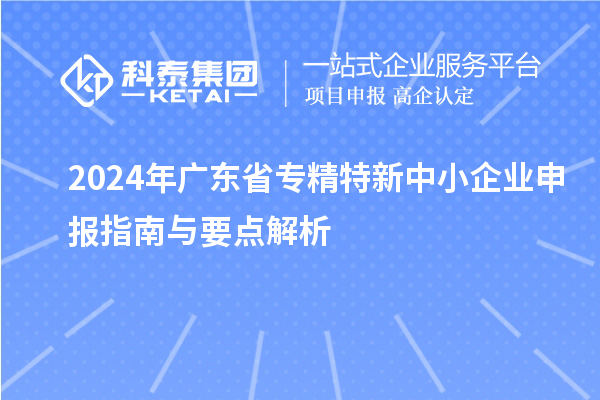 2024年廣東省專精特新中小企業(yè)申報指南與要點(diǎn)解析