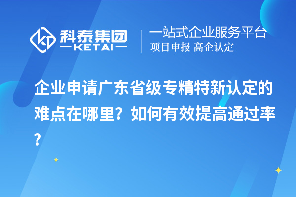 企業(yè)申請廣東省級專精特新認(rèn)定的難點(diǎn)在哪里？如何有效提高通過率？
