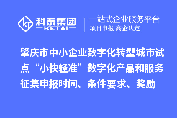 肇慶市省級(jí)中小企業(yè)數(shù)字化轉(zhuǎn)型城市試點(diǎn)“小快輕準(zhǔn)”數(shù)字化產(chǎn)品和服務(wù)征集申報(bào)時(shí)間、條件要求、扶持獎(jiǎng)勵(lì)