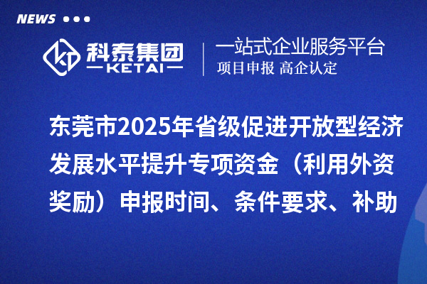 東莞市2025年省級促進(jìn)開放型經(jīng)濟(jì)發(fā)展水平提升專項(xiàng)資金（利用外資獎勵）申報(bào)時(shí)間、條件要求、補(bǔ)助獎勵