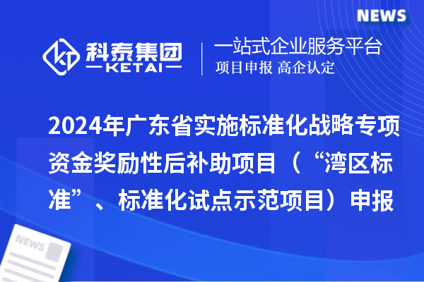 2024年廣東省實(shí)施標(biāo)準(zhǔn)化戰(zhàn)略專項(xiàng)資金獎(jiǎng)勵(lì)性后補(bǔ)助項(xiàng)目（“灣區(qū)標(biāo)準(zhǔn)”、標(biāo)準(zhǔn)化試點(diǎn)示范項(xiàng)目）申報(bào)時(shí)間、條件要求