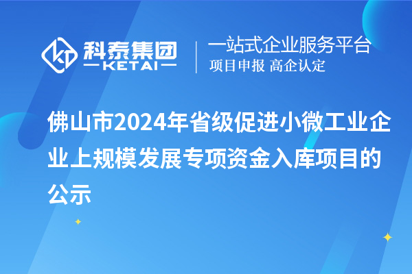 佛山市2024年省級促進(jìn)小微工業(yè)企業(yè)上規(guī)模發(fā)展專項資金入庫項目的公示