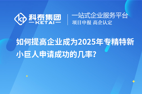 如何提高企業(yè)成為2025年專精特新小巨人申請成功的幾率？