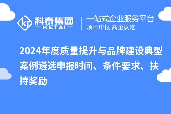 2024年度質(zhì)量提升與品牌建設典型案例遴選申報時間、條件要求、扶持獎勵